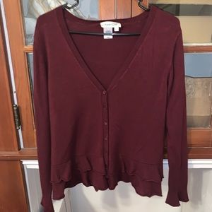 small coldwater creek long sleeve blouse - burgundy